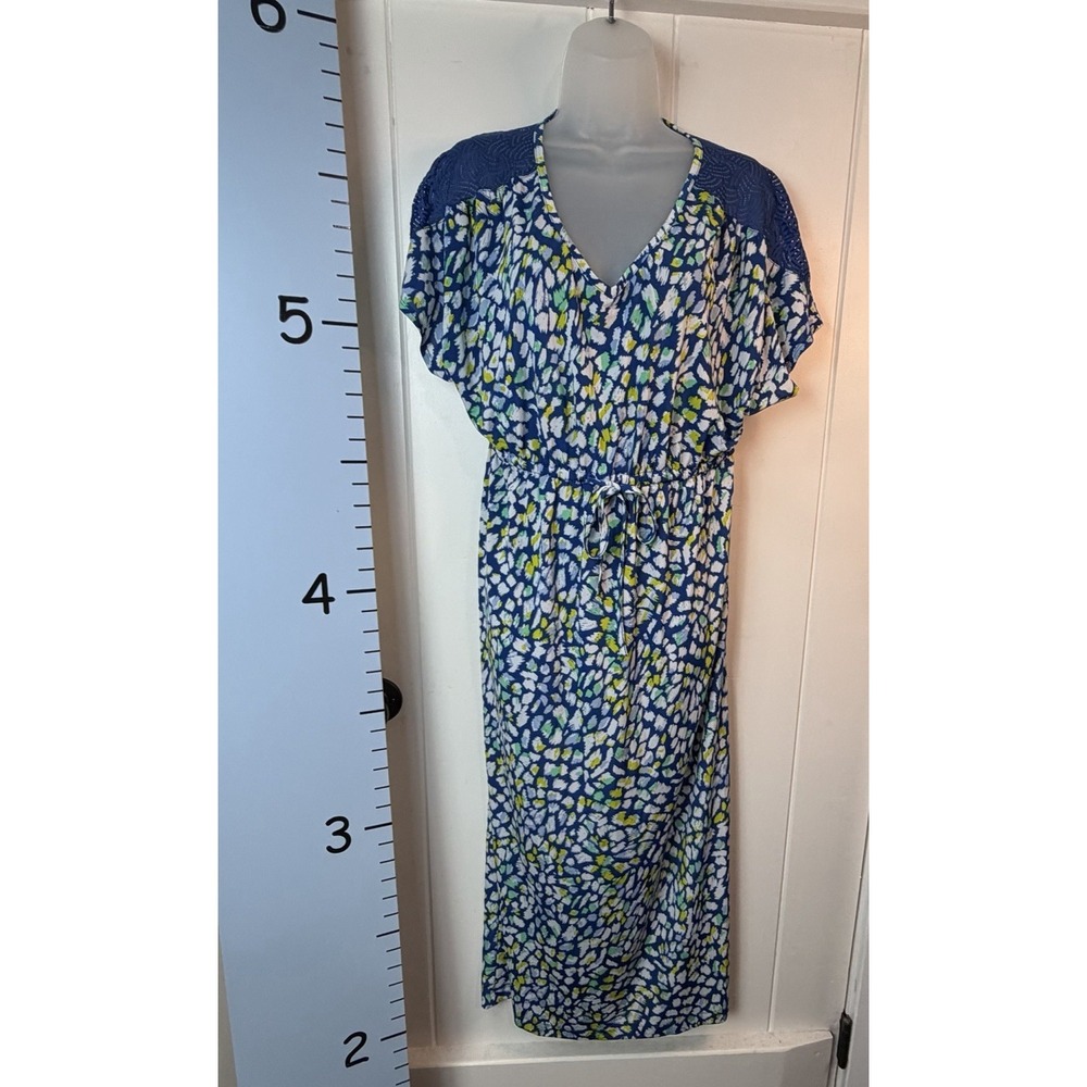 NOTTIBIANCHE Blue Knit Floral Cottagecore Lace Maxi‎ Dress Medium